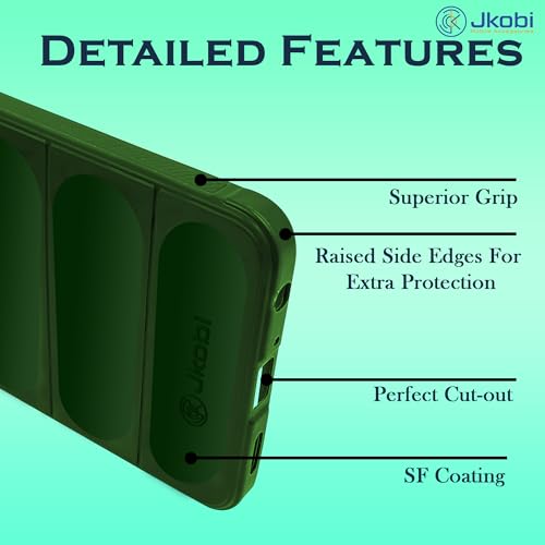 Image of Jkobi Back Cover Case for Xiaomi Redmi 12C (Matte Liquid Silicone | Micro-Fiber Cloth Inside | Camera Protection | Shockproof | Green)