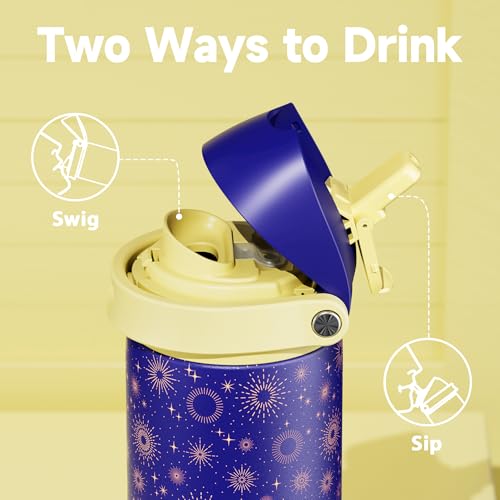 Image of 24 oz Insulated Water Bottle for Men: Meoky Stainless Steel Water Bottle with 2-in-1 Straw and Spout Lid - Leak Proof, Cold for 24 Hours, Fits in Car Cup Holder, BPA-Free for Sports Travel, Destiny