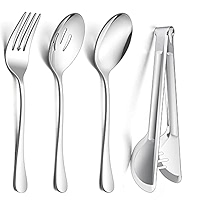 6/mo - Finance Large Black Serving Utensils Set Of 12, E-far Stainless Steel 9.8 Inch Serving Spoons Slotted Spoon, 9.9 Inch Forks, 9.4 Inch Tong For Buffet Catering, Mirror Finish & Dishwasher - View #11