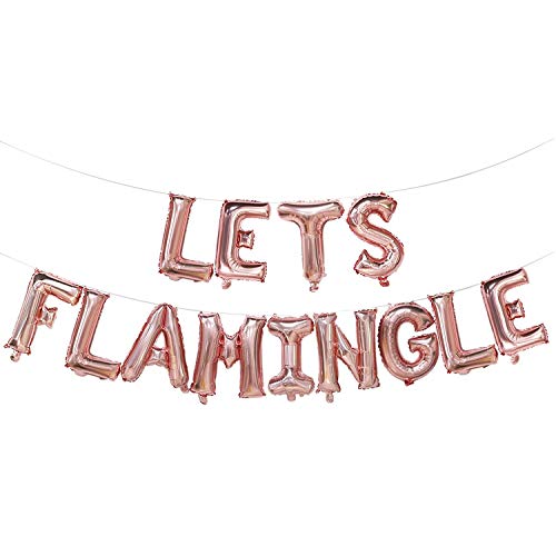Lets Flamingle Balloons Banner | Lets Flamingle Party Supplies | Hawaii Party, Flamingo Theme Party, Pink Party, Summer Party Decorations (Rose Gold)