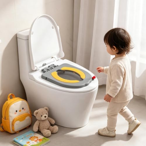 Children Toilet Seat, Foldable Trainer with Non Slip Suction Cup Design - 4