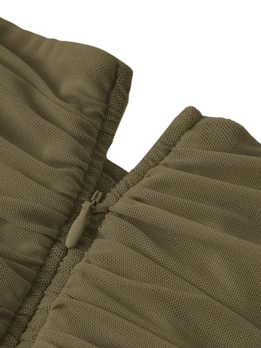 Floerns Women's Solid High Waisted Ruched Ruffle Hem Mesh Short Skirts3