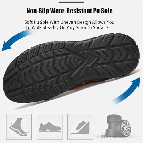 Men'S Leather Rivet Flat Slide Sandals Fashion Round Open Toe Slip-On Soft Sole Beach Sandals Summer Casual Vacation Party Male Sandals4