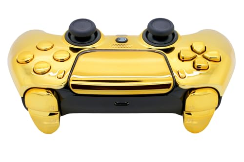 Image of Custom Controllerzz Custom Wireless Controller Compatible with PS5 - Multiple Designs Available (Gold Chrome & Gold Inserts)