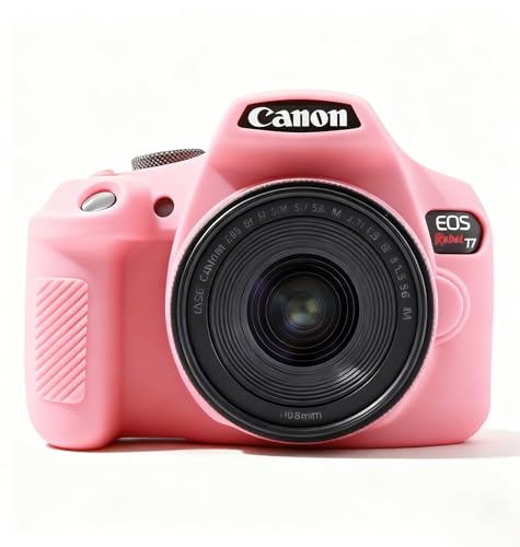 Frevyve Case for Canon EOS Rebel T7 Rebel T6 Camera Soft Silicone Rubber Protective Camera Case Cover Accessories Lightweight Anti-Scratch with Button Marking for EOS Rebel T7 T6 (Pink)