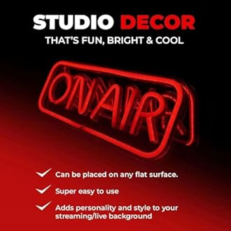 ON AIR Neon Signs, LED Studio Live Decorative Lights, Streaming Recording Sign, USB Connected, for Streamers Influencers Gamers Room Bar Club Home Party Decoration… (Red)