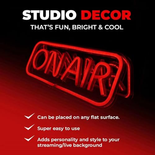 ON AIR Neon Signs, LED Studio Live Decorative Lights, Streaming Recording Sign, USB Connected, for Streamers Influencers Gamers Room Bar Club Home Party Decoration… (Red)