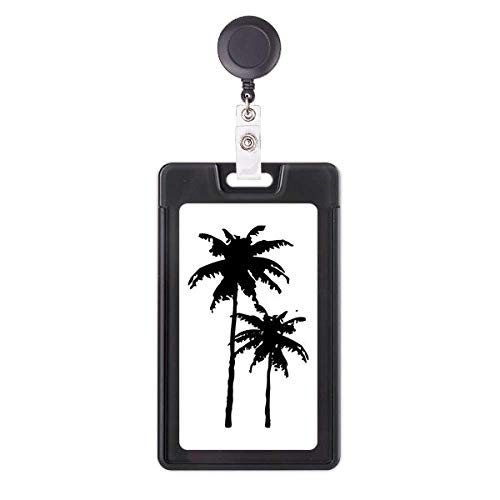 Funda retráctil para tarjeta con silueta de árbol de coco para identificación de oficina