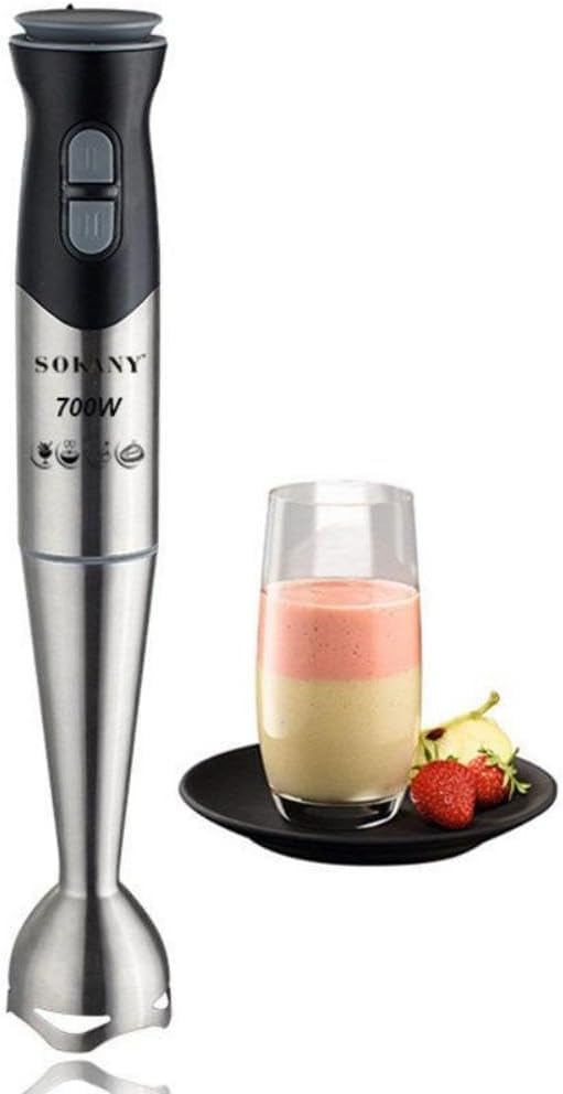 SKY-TOUCH 700W Hand Blender Powerful Immersion Blender with 2-Speed Control Stainless Steel Blades Chopper Whisk & Beaker for Juices Baby Food Soups & Sauces Black