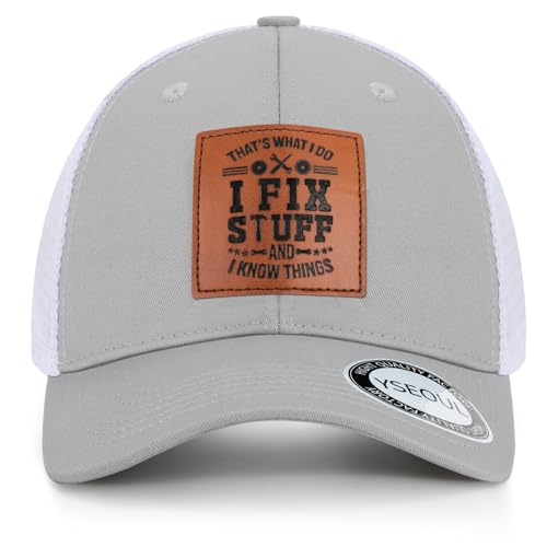 Gorra de béisbol de gran tamaño XXL XXXL – Regalos de cumpleaños del día del padre para papá de la hija – Gorros grandes de malla para hombres, That's What I Do, I Fix Stuff - Gris, X-Large-XX-Large