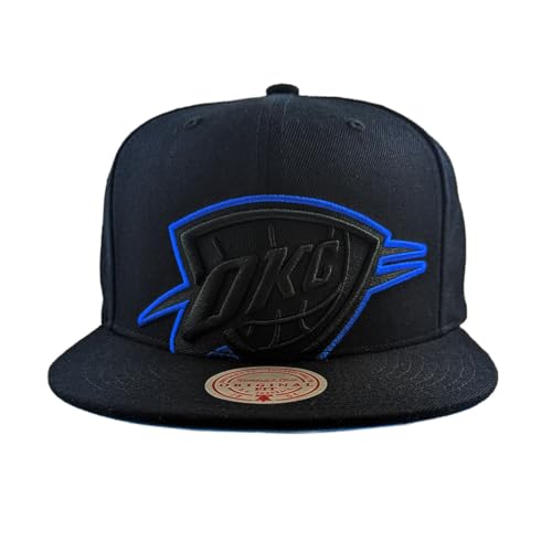 Snapback OKC Thunder noire Mitchell & Ness ajustable à visière plate