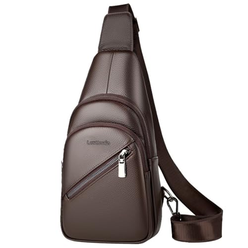 Leathario Genuine Leather Sling Crossbody Bag,Chest Shoulder Strap Backpack for Men, Casual Travel Daypack