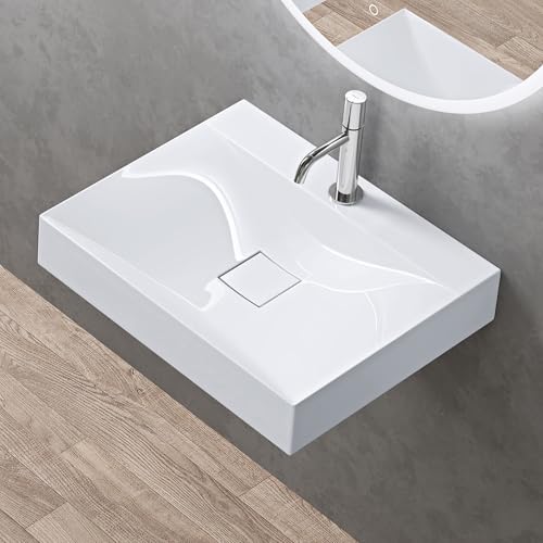 doporro Waschbecken Aufsatzwaschbecken Hängewaschbecken BTH: 60x48x10cm Weiß Mineralguss...