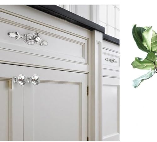 GDQLCNXB Drawer Dresser Knobs Pull Handles,6.6In Silver Diamond Clear Crystal Glass Decorative Knobs with Plate,Cabinet Door Knobs 10 Pcs - Image 5