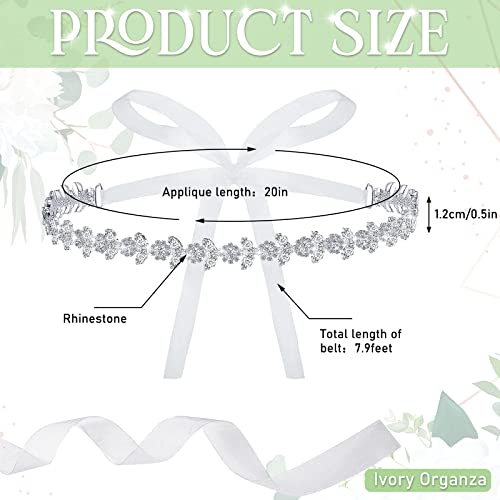 Geyoga Bridal Belt Wedding Dress Rhinestone Wedding Sash for Bride Dress Gowns Crystal Belt with White Organza(Elegant Style)2