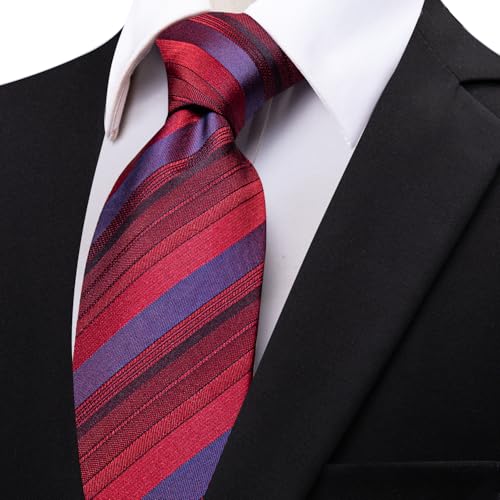 Image of YourTies Men's Neckties Striped Tie and Plaid Neckties for Men Woven Silk Tie Gold Tie Clip Set