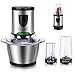KYG 3 in 1 Tritatutto Elettrico Tritatutto da Cucina Elettrico Su e Giù Multifunzionale Frullatore Macinaspezie 1,2 L con 4 Lame in Acciaio Inox 16000r/min per Carne Verdura Frutta Spezie