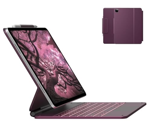 Image of typecase Edge for iPad Air 13 (M4 /M3 /M2, 2026 /2025 /2024) & Pro 12.9 (6th /5th /4th /3rd) with 11-Color Backlit, Precision Trackpad, Magic Floating Keyboard (NOT FIT to Pro 13 (M5 /M4) -Raspberry'26