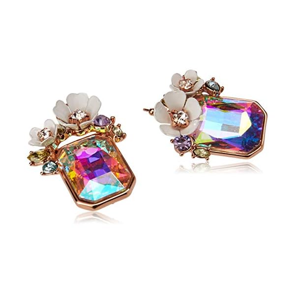 Flower-Cluster-Stone-Drop-Earrings Betsey Johnson Flower Cluster Stone Drop Earrings