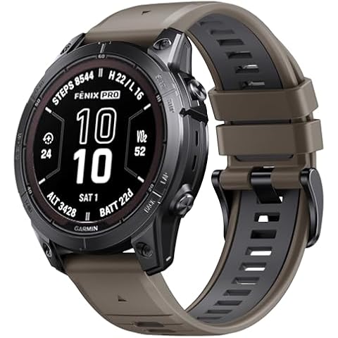 NotoCity for Fenix 7 pro Band 22mm Width Fenix 6 Strap for Fenix 5/Fenix 7/Fenix 5 Plus/Fenix 6 Pro Soft Silicone Watch(Brown Dark-Gray) Cover