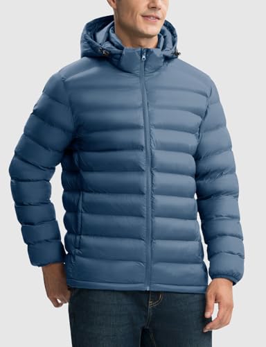 Image of Rdruko Men's Puffer Jacket with Detachable Hood Lightweight
