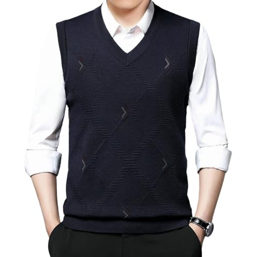Chaleco de punto para hombre con jacquard elegante que realza la figura sin mangas
