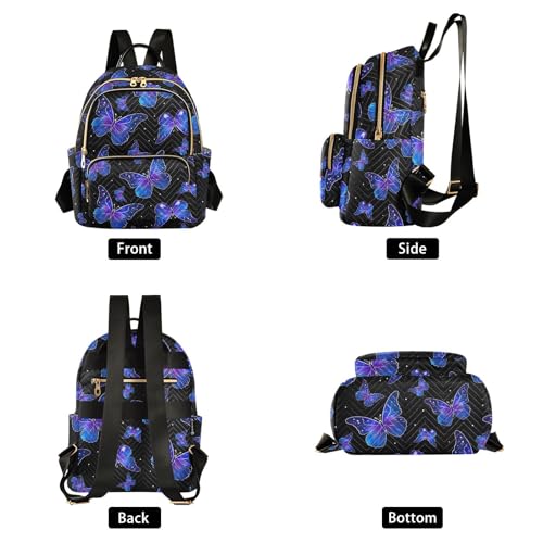 Image of ALAZA Butterfly Print Galaxy Starry Small Backpack Purse for Women Travel Bag Fashion Daypack Back Pack Shoulder Bag