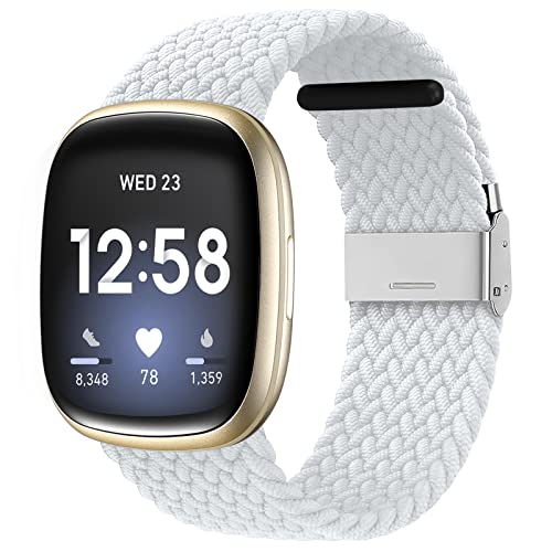 IMIVIO Kompatibel mit Fitbit Sense Bändern, geflochtenes Armband für Fitbit Versa 3 Bänder Damen Herren, elastisches Sportarmband für Fitbit Sense Bänder/Fitbit Versa 3 Bänder Zubehör Cover