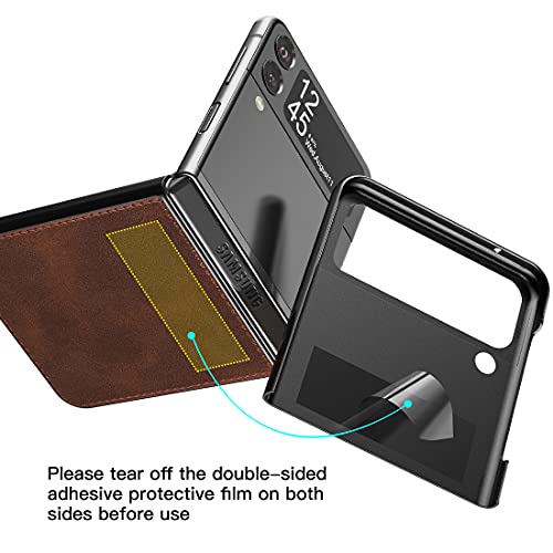 Foluu For Samsung Galaxy Z Flip 3 5G Case, Galaxy Z Flip 3 5G Leather Case, Pu Leather + Hard Pc Shell Ultra Thin Slim Durable Protective Phone Case Cover For Samsung Galaxy Z Flip 3 5G 2021 (Brown) #TOP4