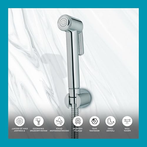 Image of SPARROW High Pressure ABS Toilet Jet Spray Set for Bathroom | Chrome Finish Handheld Health Faucet Set | Multipurpose Bidet Sprayer for Toilet, Basin, Pet Cleaning & Personal Hygiene