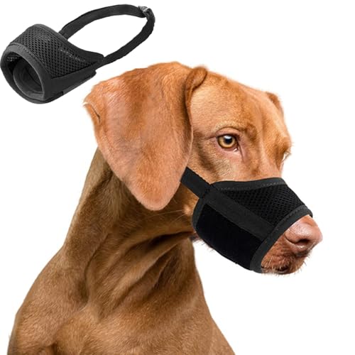 Large Dog Muzzle Adjustable 20-26cm Soft & Breathable for German Shepherd Medium Dogs | Secure Hook & Loop Prevents Biting Barking | Allows Panting Drinking - (L Black)