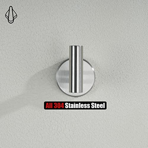 Image of JQK Bathroom Towel Hook, Coat Robe Clothes Bath Wall Hooks for Kitchen Garage SUS 304 Stainless Steel Thick 0.8mm, 4 Pack Brushed Finish, TH100-BN-P4