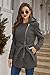 Bellivera Women Wool Blend Jacket Hooded Casual Trench Belted Coat 07CLA Darkgray M