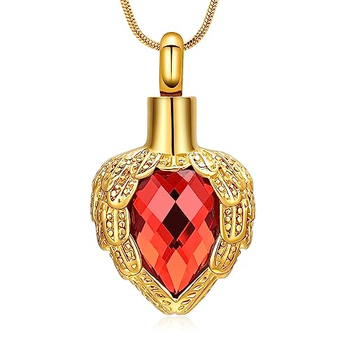 Pendentif urne funéraire en verre et ailes dorées de haute qualité