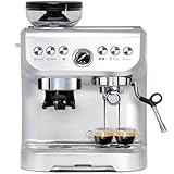 MIROX Espresso Machine 15 Bar, Coffee Maker With Milk Frother Steam Wand, Built-In Bean Grinder, Combo Cappuccino Machine with 70oz Removable Water Tank (ABS high-strength plastic shell)