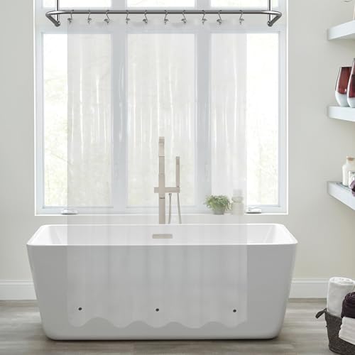 Image of Mrs Awesome PEVA Shower Curtain Liners with 3 Magnets, Water Proof 54 inch Plastic Shower Liner for Bathroom or Shower Stall, Clear, 54x72