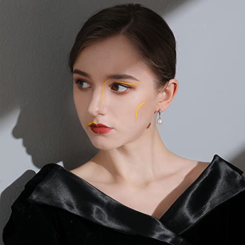 925 Sterling Silver Hoop Earring Hypoallergenic Pearl Drop Dangle Earrings for Woman and Girls of Birthday Gifts3