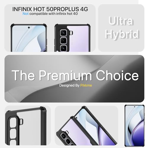 Image of Outlouders Back Cover for Infinix Hot 50 Pro Plus 5G | Ultra Hybrid Transparent | Full Camera Protection | Raised Edge | Crystal Clear Bumper Case (Black)