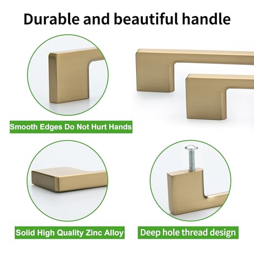 TUNNY 10 Pack Classic Cabinet Handles-5\"/128mm Screw Spacing Champagne Bronze Furniture Hardware Handles for Kitchen Cabinets Bedroom Cabinet Pull - Thumbnail 4