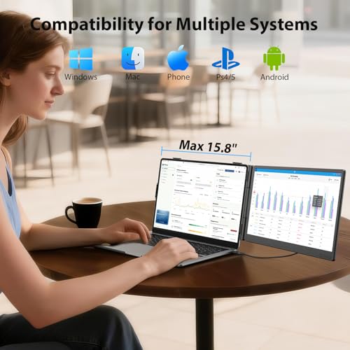 Image of APILDELLA 14'' Dual Laptop Screen Extender, 1080P FHD Laptop Extended Monitor Portable with Speaker, Plug-Play Second Monitor for 13-16'' Laptops, Work with Mac, Window, Chrome