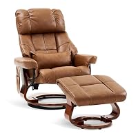 M MCombo 9066 Fauteuil Relax avec Pouf, Fauteuil TV pivotant Moderne avec Fonction Chaise Longue, Coussin et P