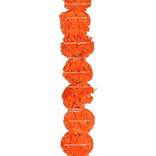 Image of Sphinx Artificial Marigold Fluffy Flowers Garlands for Decoration - (Dark Orange, 5 Pieces)