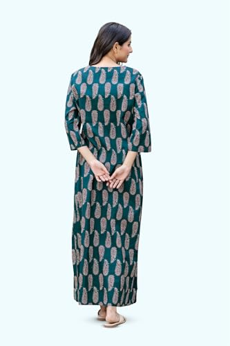 Image of NIHSAMAH Cotton Nighty for Women - Printed Stylish Night Gown, Comfortable Sleepwear Long Nightwear, Maxi