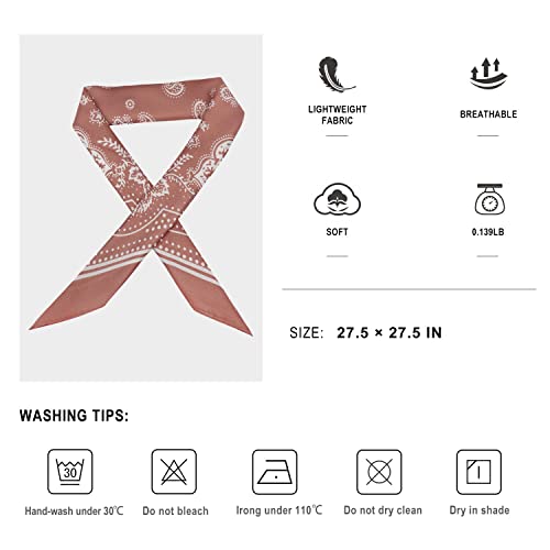 Vanlinker Vintage Bandanas Square Multi-Purpose Scarfs For Men Women Silk Like Scarf Neckerchief Protective Coverage Vl9549 Brown #TOP4