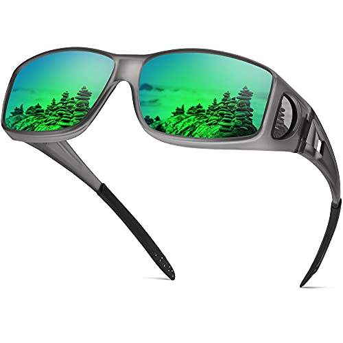 URUMQI Sunglasses Fit Over Glasses, Polarized 100% UV Protection Wrap-around Sunglasses for Men & Women Driving