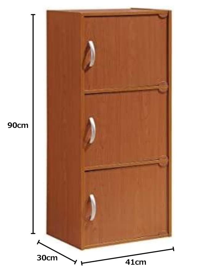 Amazon｜Hodedah 本棚 チェリー 3段 3枚扉 【日本正規輸入品】｜本棚
