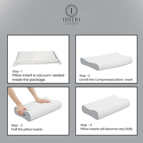 Image of Ergonomic Cervical Pillow, Memory Foam Contour for Sleeping Neck and Shoulder Pain Relief, Breathable Grey Jacquard Cover, 60 x 35 x 12 cm Orthopedic Therapy Bedding Support Item