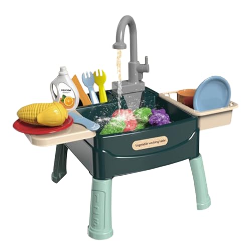 Évier de Jeu pour Enfants avec Eau Courante 23 pièces/Ensemble, évier en Plastique sûr avec Coupe de Fruits et légumes et Robinet Travail pour garçons Filles 3 Ans Plus