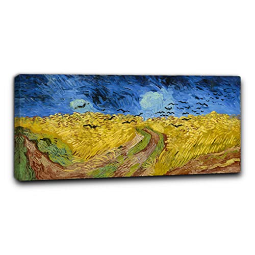 100% Made in Italy Niik Quadro + Telaio (BC) campo di grano con volo di corvi vincent van gogh 60 x 28,5 x 1,7 cm falso d\'autore stampa su tela