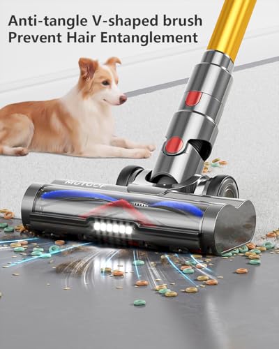 Cordless Vacuum Cleaner, 45Kpa 550W Vacuum Cleaners for Home, Max 60Mins Cordless Stick Vacuum with LED Screen, Dual Handle Anti-Tangle Rechargeable Cordless Vacuum for Hard Floors/Pet Hair/Carpet